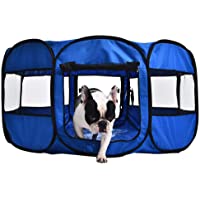 Amazon Basics – Corral para mascotas suave y transportable- 114 cm- Azul